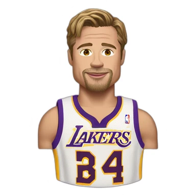 brad pitt with lakers jersey sticker