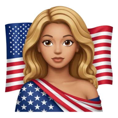 Beyonce with holding an american flag sticker