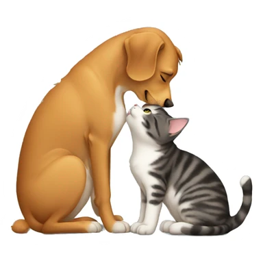 Dog kissing cat  sticker