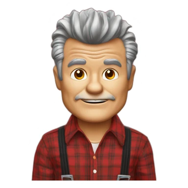 fred willard old skinny spiked hair red plaid shirt with suspenders sticker