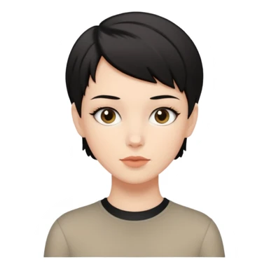 White girl with black short hair cut look like a boy sticker