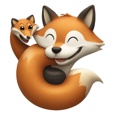 fox hugs snake sticker
