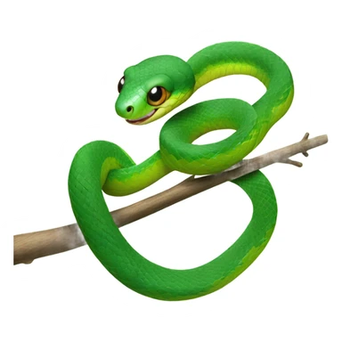 Cute green tree snake wrapped around branch sticker