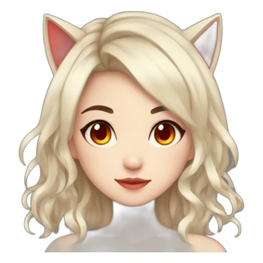 girl, cat ears, black hair, wavy hair, red eyes, black sclera sticker