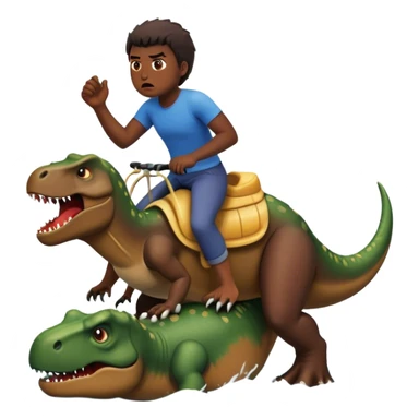 angry and sad at the same time while riding a trex on the water surrounded by lebro sticker
