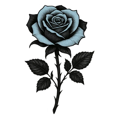 emo black rose with pastel blue petals sticker