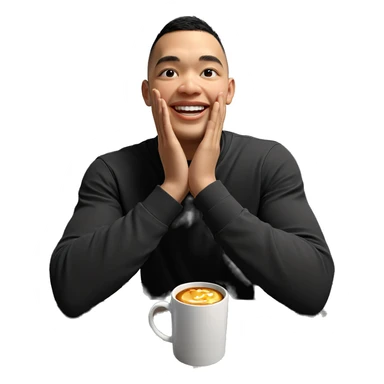 smiling boy at restaurant table sticker