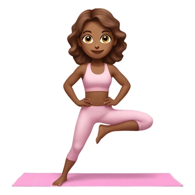 girl with brown hair in light pink workout set on yoga mat sticker