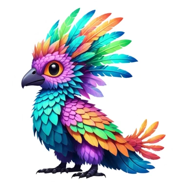 Tropical futuristic lush warm-colored neon-colored Fakémon-Trico-creature sticker
