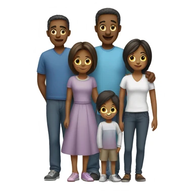 family with two boys one girl and their parents sticker