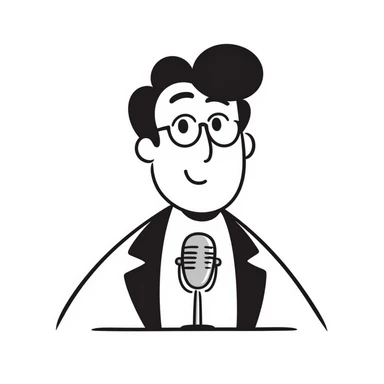 Man speaking into a microphone, presenter or singer sticker