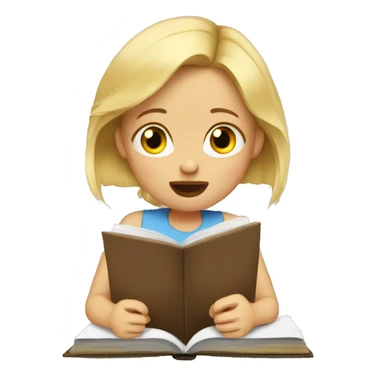 Little blond girl crying over homework  sticker