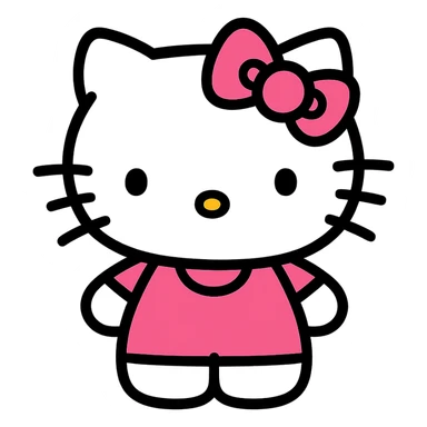 Hello Kitty character, classic white and pink color, simple and iconic style sticker