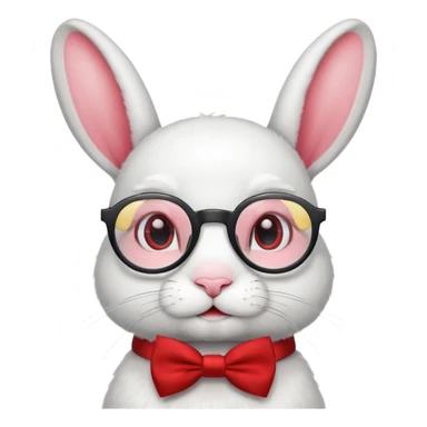 White bunny with round glasses and bow tie. sticker
