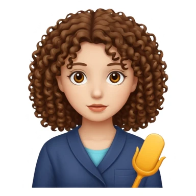 Chica con cabello chino mediano piel blanca ojos cafés  sticker