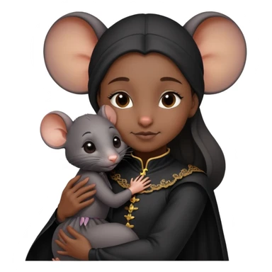 a black rat in a costume cuddling a young girlBlack Rat  sticker