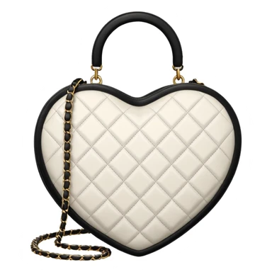 chanel white and black heart shape bag sticker