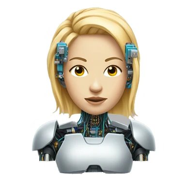 Head of female cyborg with blonde hair and circuits sticker