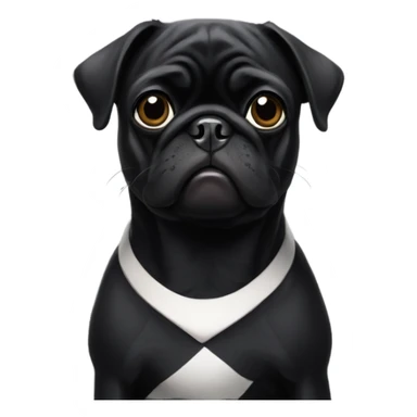 Black pug with white stripe on chest sticker