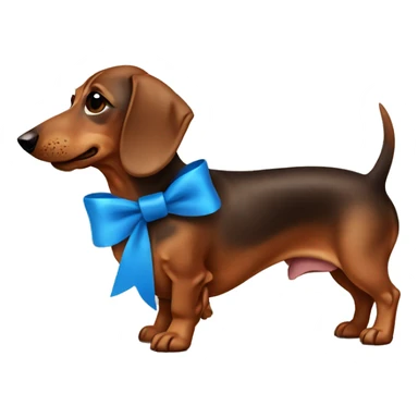 dachshund brown with blue bow sticker