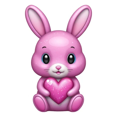 glitter bunny with heart sticker