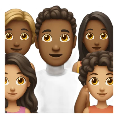 a group of five people sticker