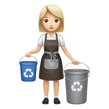 full side body , housekeeper put the trash in can sticker