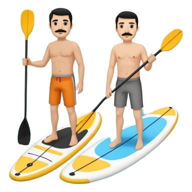 Make a couple paddle boarding both white skin and black hair and the guy has a black mustache, both in the same paddle board sticker