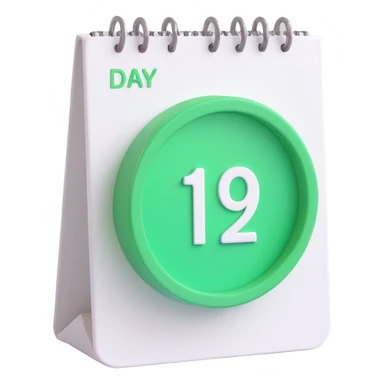 3D emoji style calendar with a green circle highlighting a day sticker