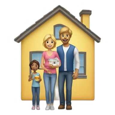 white American family people buying a house sticker