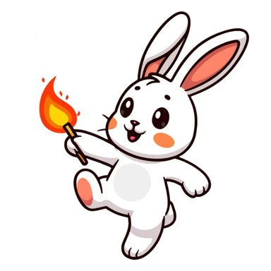 Rabbit doing fire dance poi performance sticker