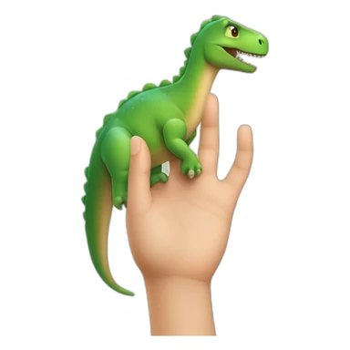 A hand stealing a cute dinosaour sticker