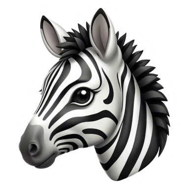 Cinematic Cute Zebra Portrait Emoji, Head tilted playfully and inquisitively, featuring a glossy, intricately striped fur of black and white, a refined, horse-like head with a long snout and alert ears, and round, sparkling eyes filled with curious wonder, Simplified yet irresistibly adorable features, highly detailed, glowing with a warm, friendly glow, high shine, affectionate and spirited, stylized with a touch of savannah whimsy, bright and endearing, soft glowing outline, capturing the essence of a mischievous yet loving zebra that feels like it could prance out of the screen and into your arms! sticker
