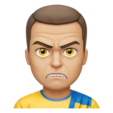 super-realistic angry Ukrainian with ukranian flag sticker