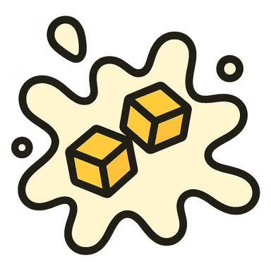 a splash of milk with butter cubes, creamy and rich, icon style sticker