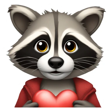 Racoon with heart sticker