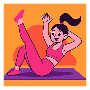 a pink pilates girl, cute and trendy, wearing pink workout clothes, energetic pose, modern illustration style sticker