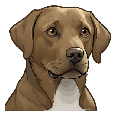 Brown labrador with white spot on stomach and  with light eyes sticker