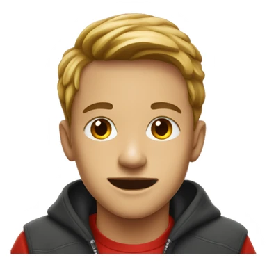 confident boy in red hoodie add snake tongue sticker