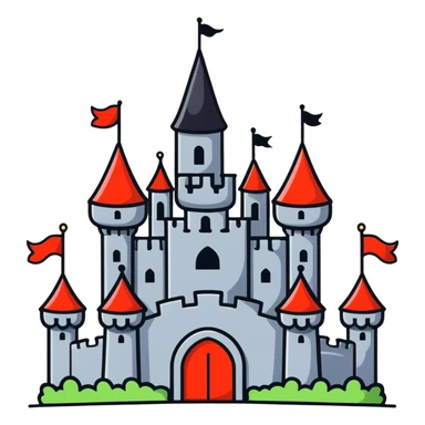 magical castle with flags sticker
