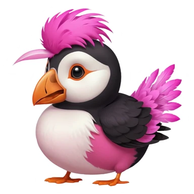 pink puffin blowing sticker