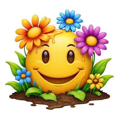smiley melted garden flowers  sticker