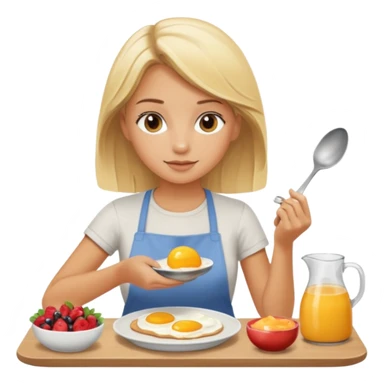 haz una chica rubia preparando un desayuno sticker