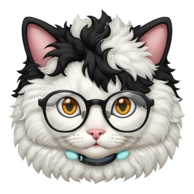 a cat with glasses and curly black hair  sticker