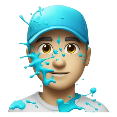 Glowing Cyan blue paint splash splatter sticker