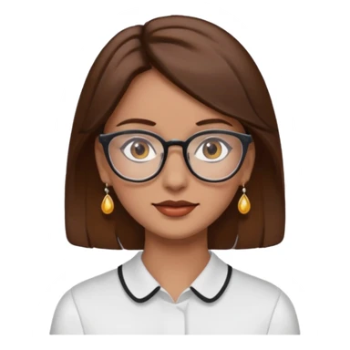 Women brown eye and brown hair with glassess and earing sticker