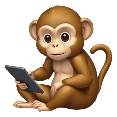 Monkey interacting with technology sticker