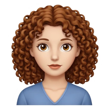 A white woman with brown curly hair and black eyes sticker