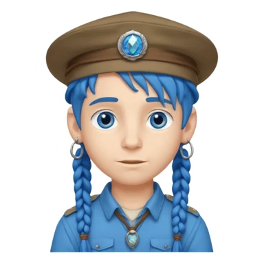 very handsome boy big blue eyes, scout boy with, blue dreadlocks, and big earrings and scouts hat sticker