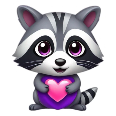 Purple raccoon with heart sticker